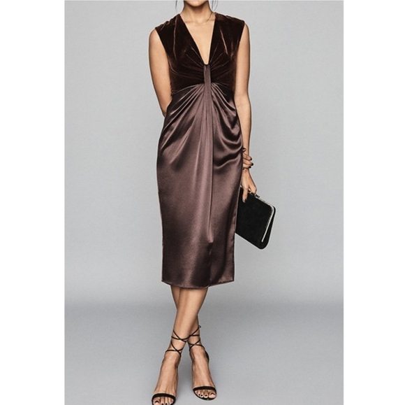 *3rd Restock!* NWT REISS | Velvet & Satin Midi Dress - Picture 7 of 7